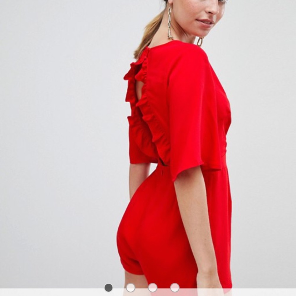 Missguided Petite Ruffle Open Back Romper